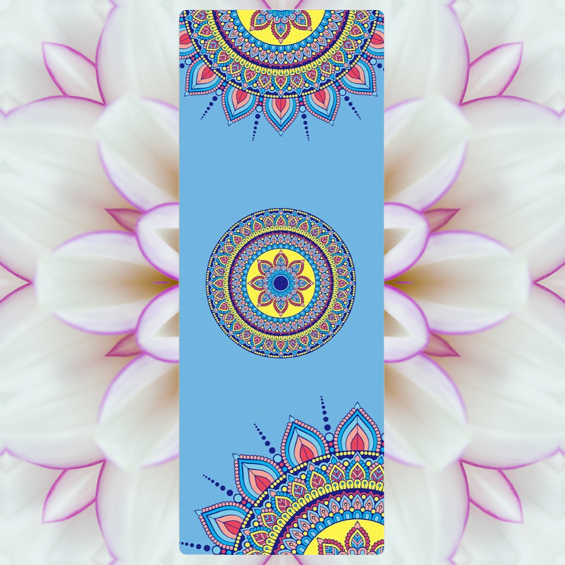 Discover a new dimension of your yoga practice with this foldable travel yoga mat, thoughtfully crafted from premium natural rubber - blue mandala